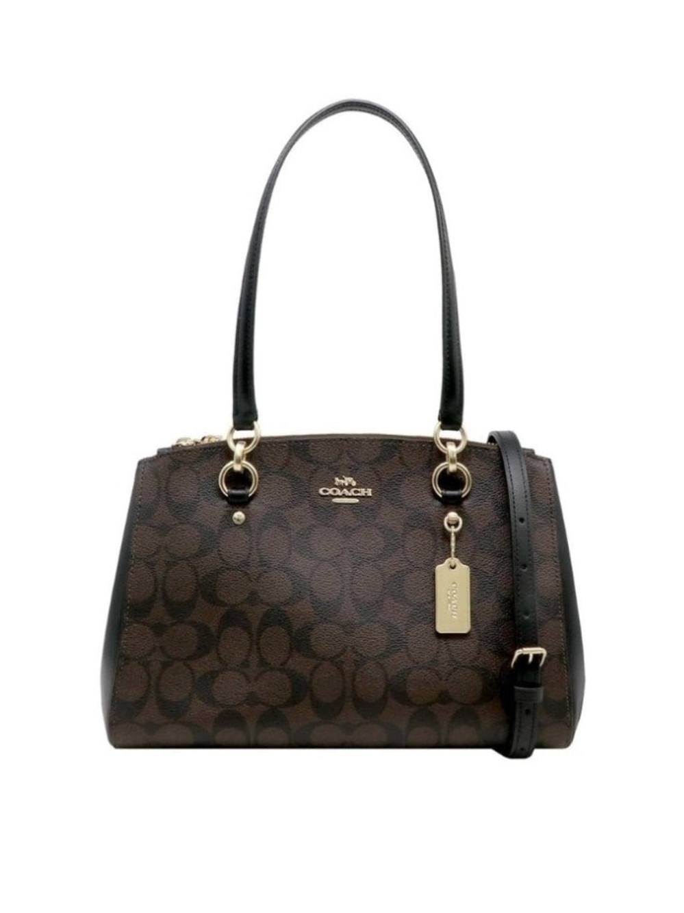 Coach Etta Carryall | Brown Signature Canvas with Black Trim